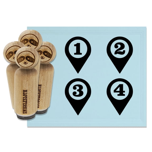 Map Location Markers 1 2 3 4 One Two Three Four Rubber Stamp Set for Scrapbooking Crafting Stamping - Mini 1/2 Inch