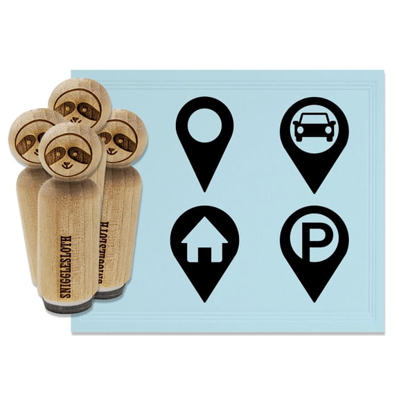 Map Location Markers Parking Car Home Rubber Stamp Set for Scrapbooking Crafting Stamping - Mini 1/2 Inch