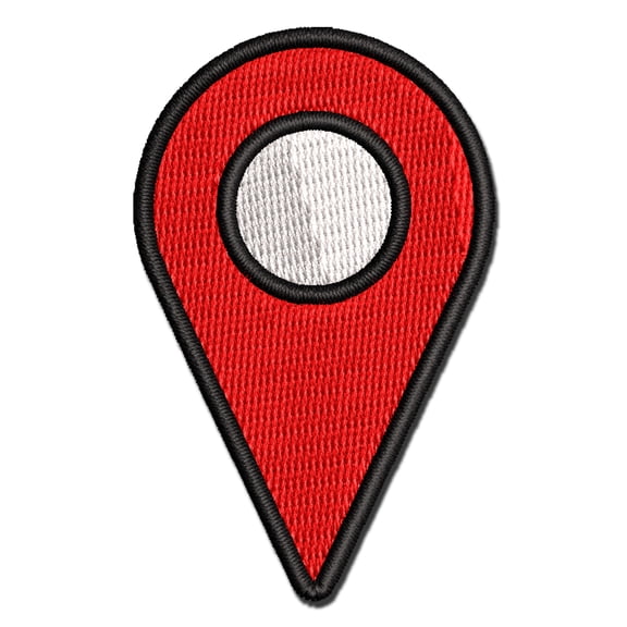 Map Location Symbol Applique Multi-Color Embroidered Hook & Loop Patch - 2.0 Inch Mini