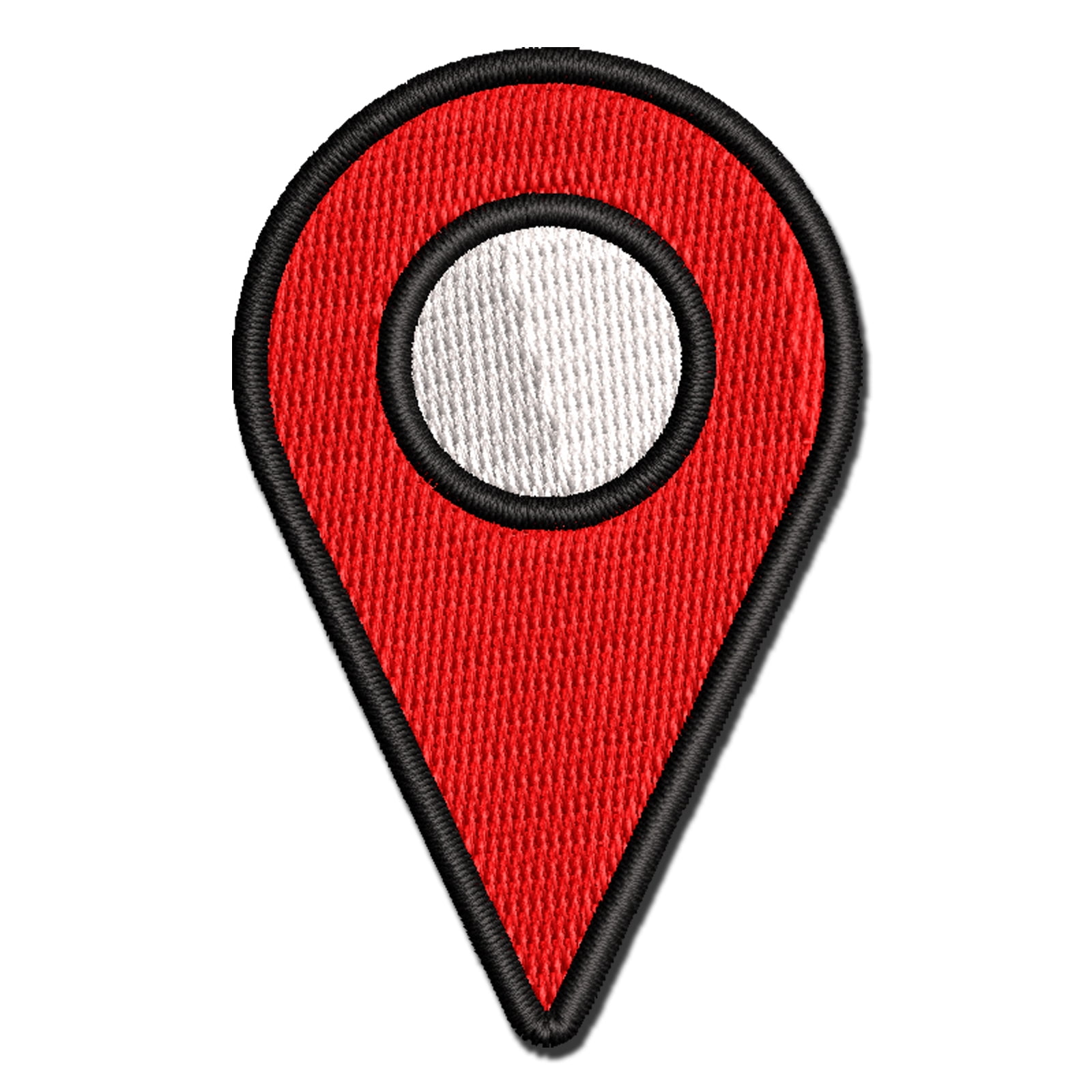 Map Location Symbol Applique Multi-Color Embroidered Hook & Loop Patch - 3.5 Inch Large