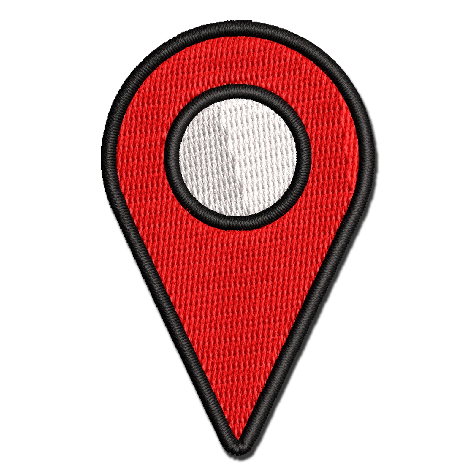 Map Location Symbol Applique Multi-Color Embroidered Iron-On Patch - 3.5 Inch Large