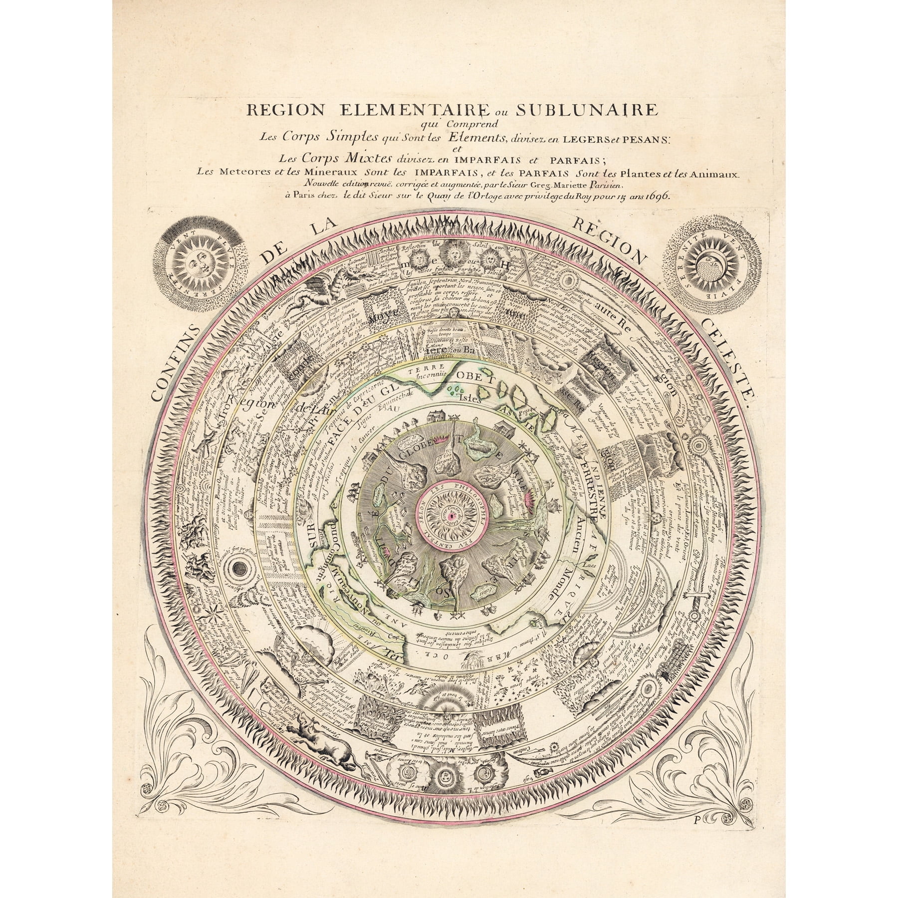 Map Mariette 1696 Celestial Ptolemaic Chart Extra Large XL Wall Art ...