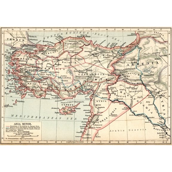 Map Of Asia Minor Under The Greeks And Romans. From Historical Atlas  Published 1923. by Ken Welsh / Design Pics