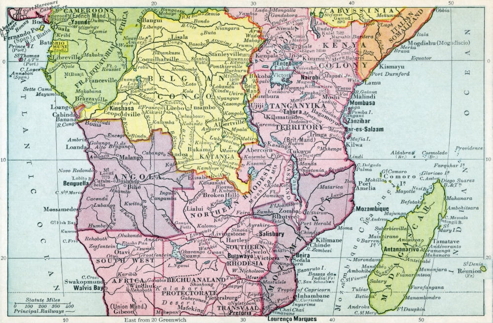 Map Of Central Africa Circa 1930 From The Modern Atlas Of The World Published Circa 1930 Canvas Art - Ken Welsh Design Pics (18 x 12)