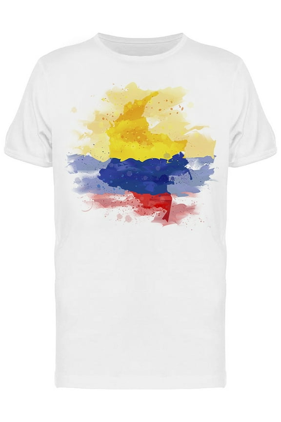 Map Of Colombia Watercolor T-Shirt Men -Image by Shutterstock, Male Medium
