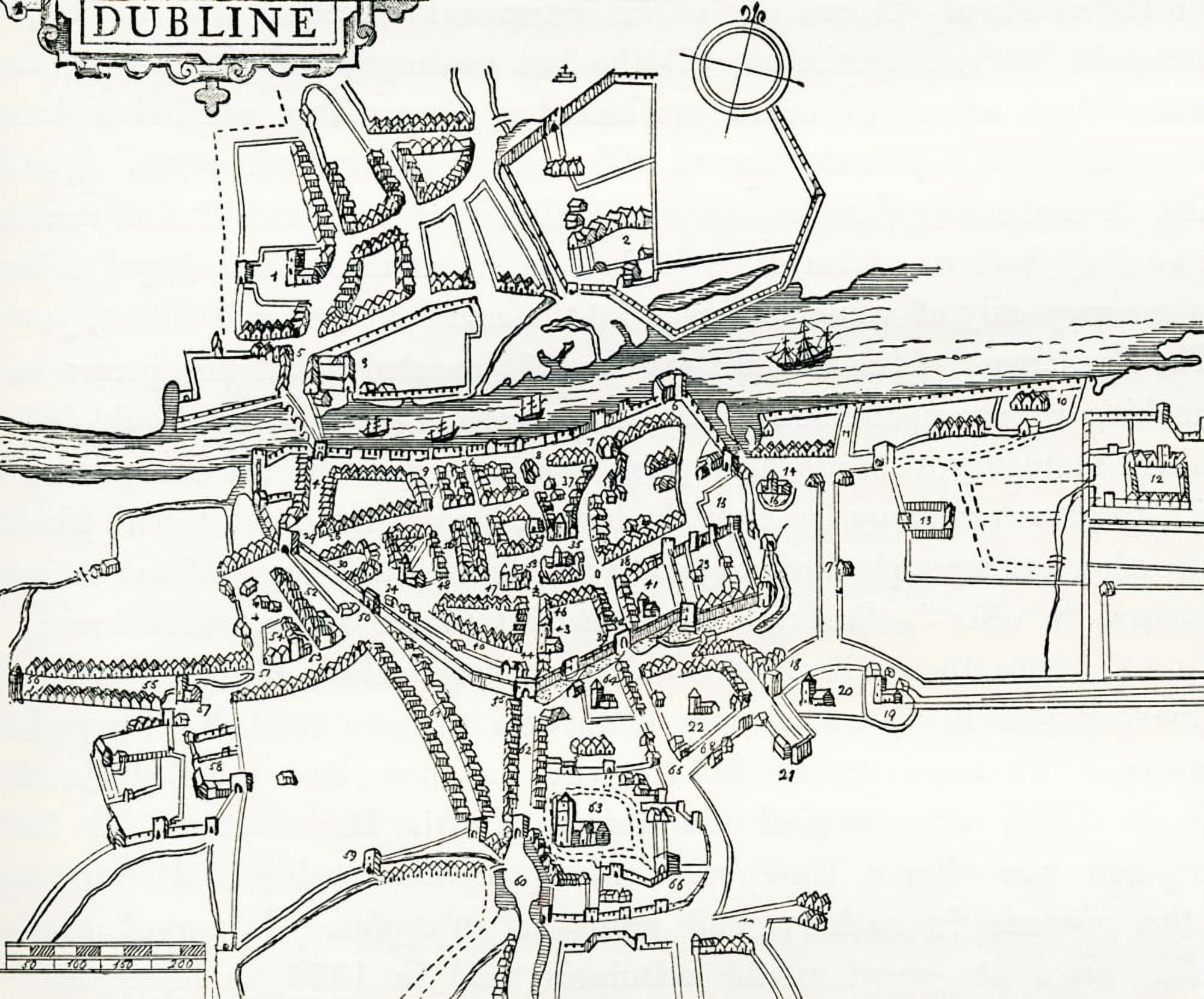 Map Of Dublin Ireland In 1610 From Our Own Country Published 1898 Canvas Art - Ken Welsh Design Pics (16 x 13)