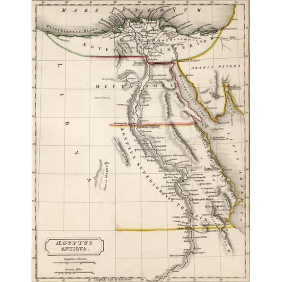 Map Of Egypt Aegyptus Antiqua Drawn And Engraved By Sydney Hall C.1826 Poster Print