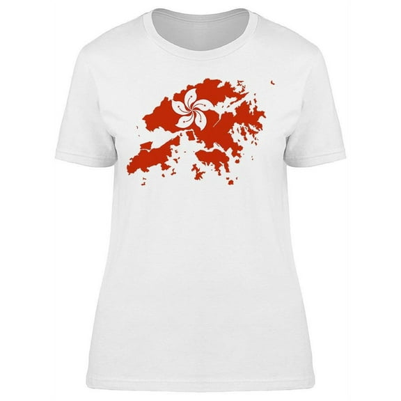Map Of Hong Kong With Flag T-Shirt Women -Image by Shutterstock, Female XX-Large