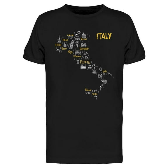 Map Of Italy Handdrawn Style T-Shirt Men -Image by Shutterstock, Male x-Large
