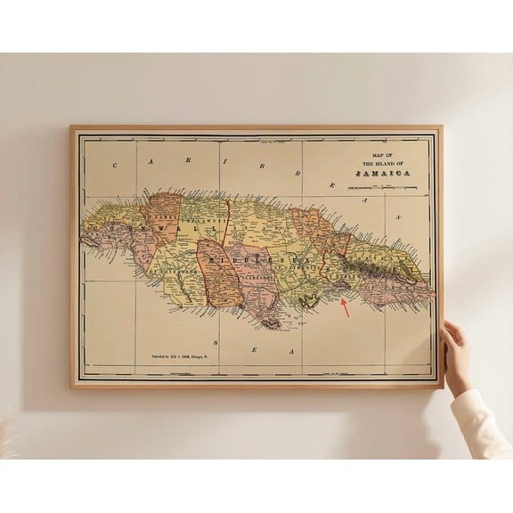 Map Of Jamaica Wall Poster Island Cartography Wall Art Modern Wall Decor Home Decor Office Wall Art