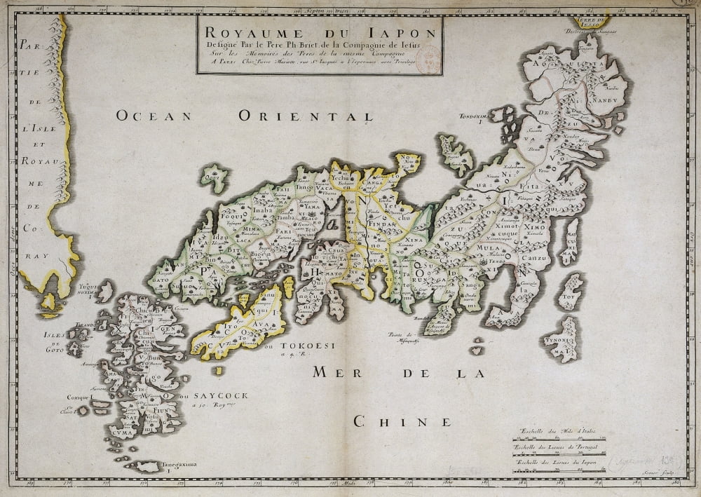 Map Of Japan By The Father Philippe Briet (1601-1668) Canvas Art - (24 x 18)