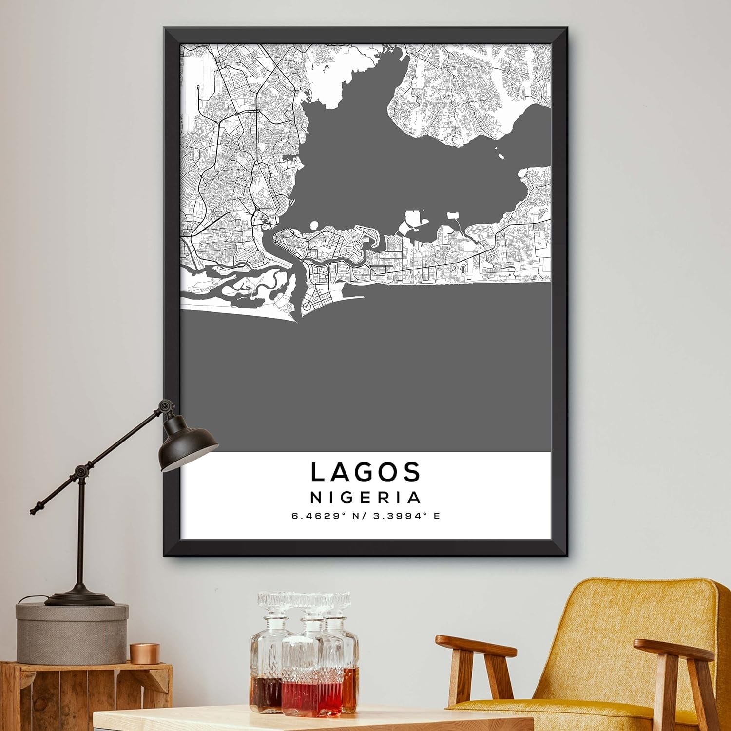 Map Of Lagos, Nigeria, Light 2 (16X20)