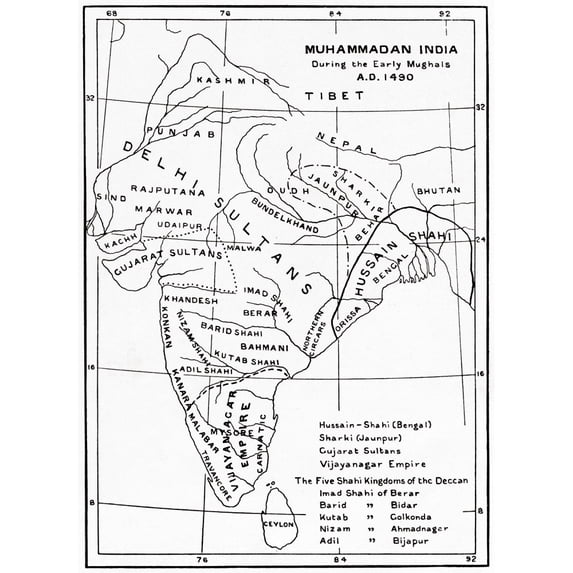 Map Of Muhammadan India At The Beginning Of The Mughal Empire. From Hutchinson's History Of The Nations Published 1915. by Ken Welsh /