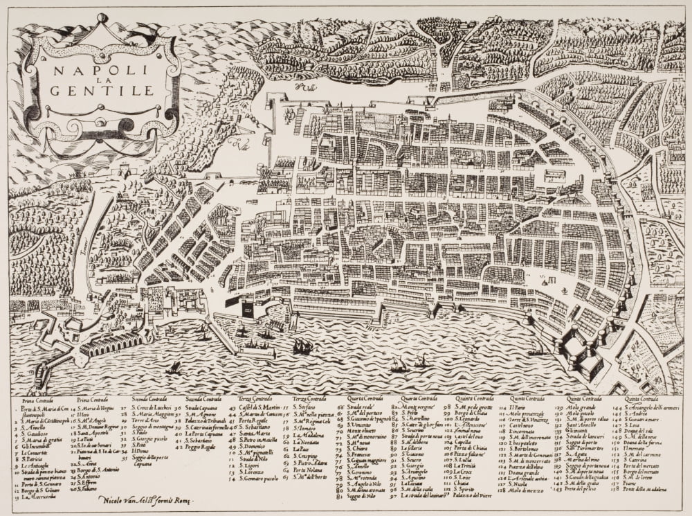 Map Of Naples Italy Undated But Put As Circa 1600 By Map Room British Museum Canvas Art - Ken Welsh  Design Pics (32 x 24)