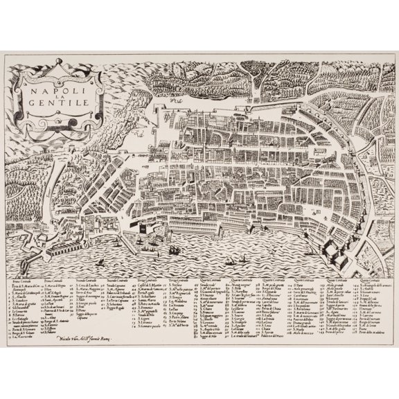 Map Of Naples Italy Undated But Put As Circa 1600 By Map Room British Museum Canvas Art - Ken Welsh Design Pics (32 x 24)
