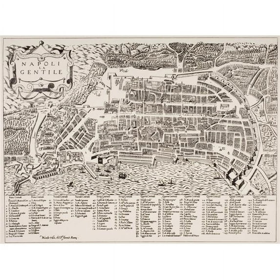Map Of Naples Italy Undated But Put As Circa 1600 By Map Room British Museum Poster Print