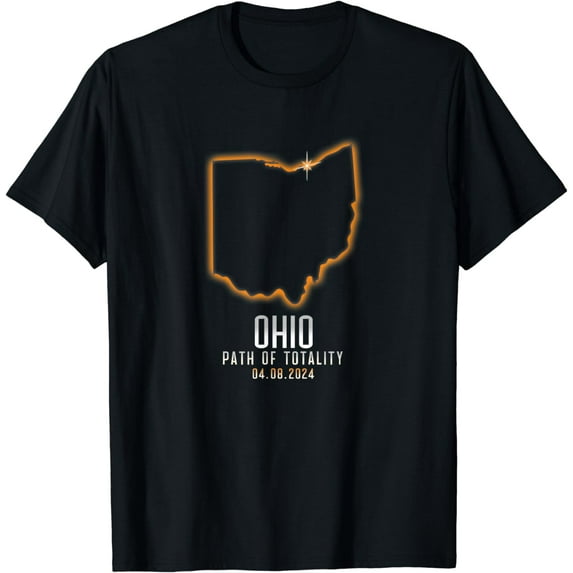 Map Of Ohio Path Of Totality 4.8.24 Total Solar Eclipse T-Shirt