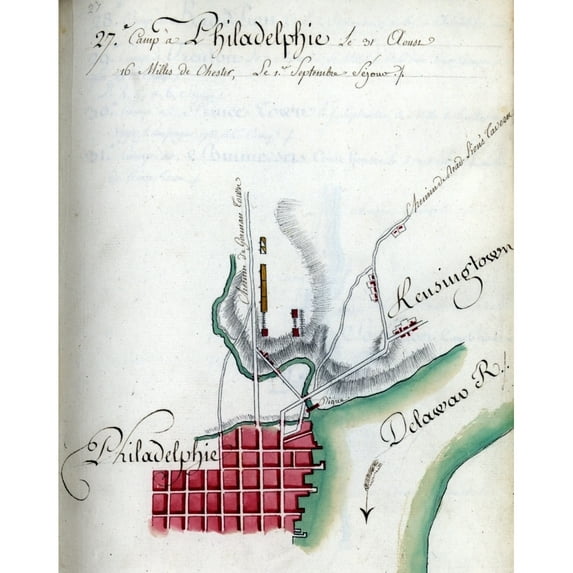 Map Of Philadelphia. Drawn By Du Chesnoy For Lafayette. 1778 History (24 x 36)