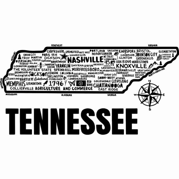 Map Of Tennessee Cities Symbol - 18x24 Inch - Laminated Wall Map for Homes, Classrooms and Offices - Vivid Colors, Easy to Read, Clean Layout