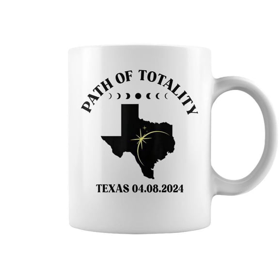Map Of Texas Path Of Totality 04082024 Total Solar Eclipse Coffee Mugs