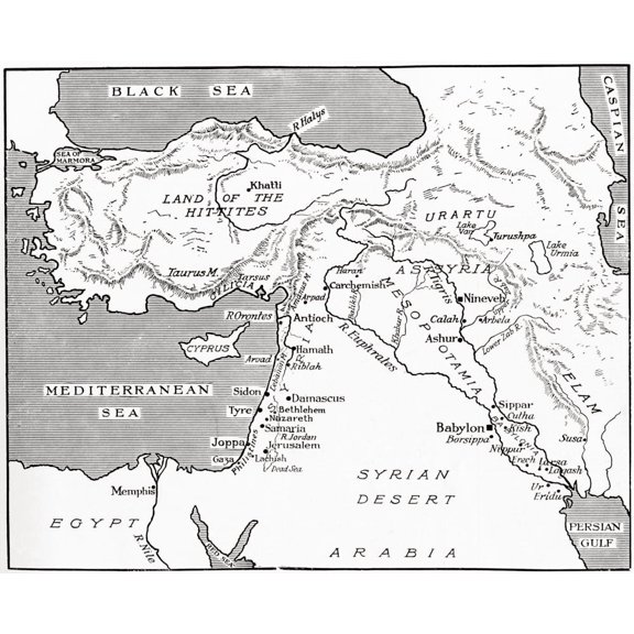 Map Of The Babylonian, Assyrian And Hittite Empires. From Hutchinson's History Of The Nations, Published 1915. by Ken Welsh / Design Pics (34 x 26)