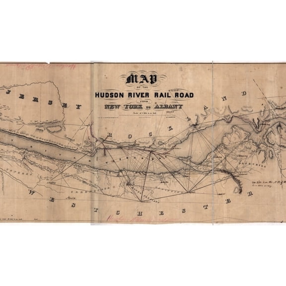 Map Of The Hudson River Railroad. 1848 History (24 x 18)