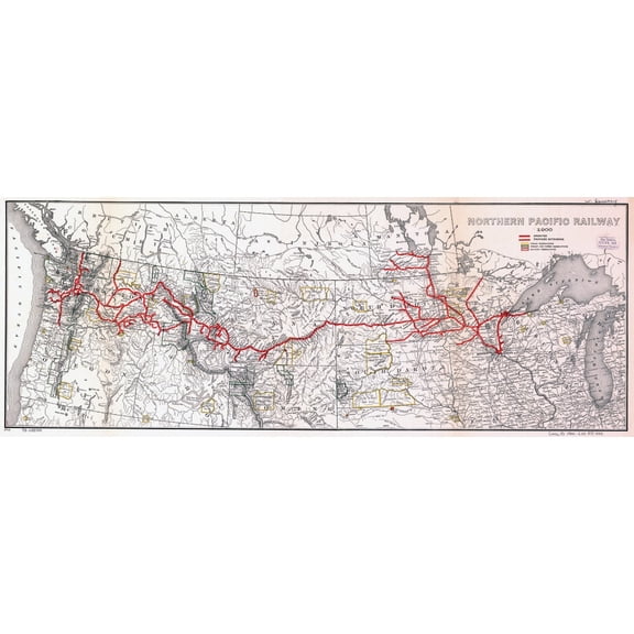 Map Of The Northern Pacific Railway 1900 History (24 x 18)
