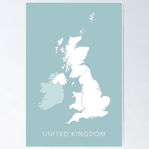 Map Of The United Kingdom Poster Wall Art, Modern Wall Decor For Living Room Bedroom, 24x36 UNFRAMED