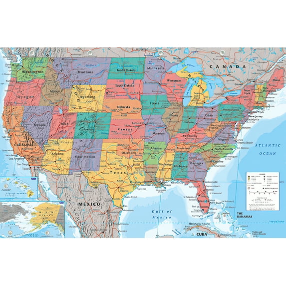Map Of The United States Of America - Poster / Print (Usa Map) (Size: 36" X 24")