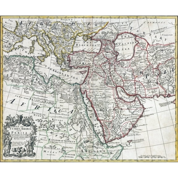 Map Of Turkey Arabia And Persia By Guillaume De L'isle Revised By John Senex And Published In The New General Atlas Of 1