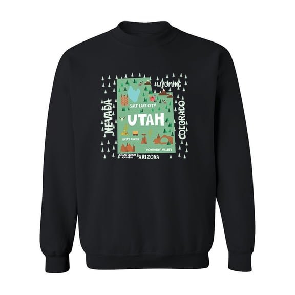 Map Of Utah Doodle. Sweatshirt Men -Image by Shutterstock, Male 4X-Large