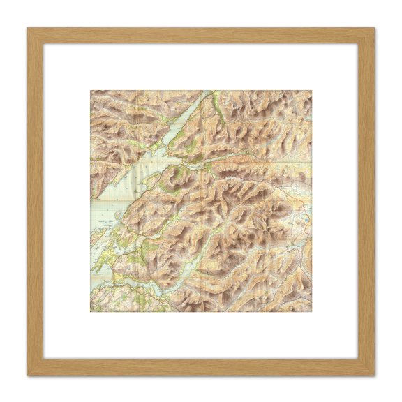 Map Ordnance Survey 1959 Lorn Lochaber Scotland 8X8 Inch Square Wooden Framed Wall Art Print Picture with Mount