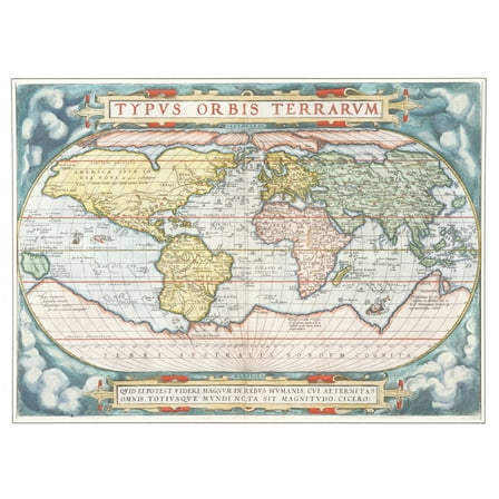 Map Ortelius 1570 Whole Known World Continents Extra Large XL Wall Art Poster Print