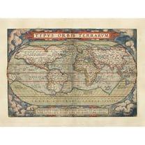 Map Ortelius 1579 World Earth Continents Ornate Extra Large XL Wall Art Poster Print