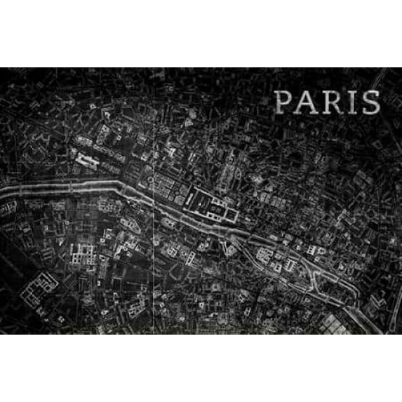 Map Paris Black Poster Print by PI Studio (12 x 18)