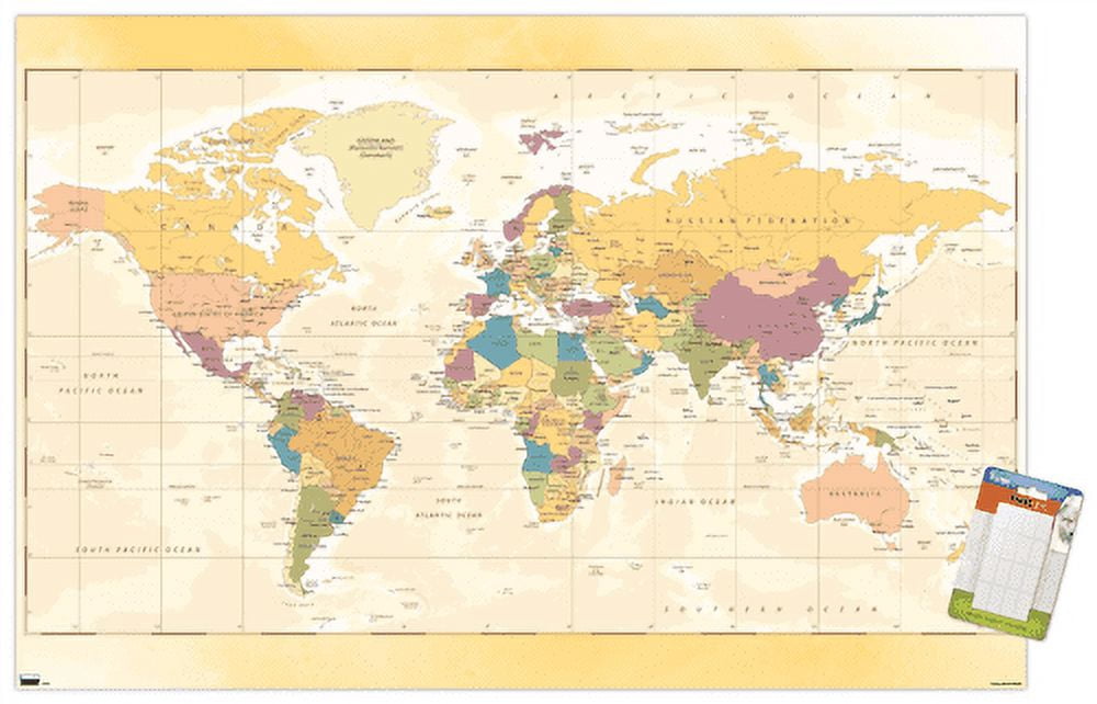Map - Pastels Wall Poster, 22.375