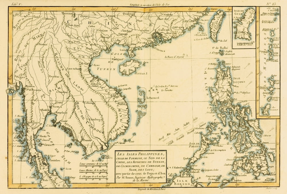 Map Of The Phillipinnes Circa1760 From Atlas De Toutes Les Parties Connues Du Globe Terrestre By CartographerRigobert Bonne Published Geneva Circa 1760 Canvas Art - Ken Welsh Design Pics (17 x 11)
