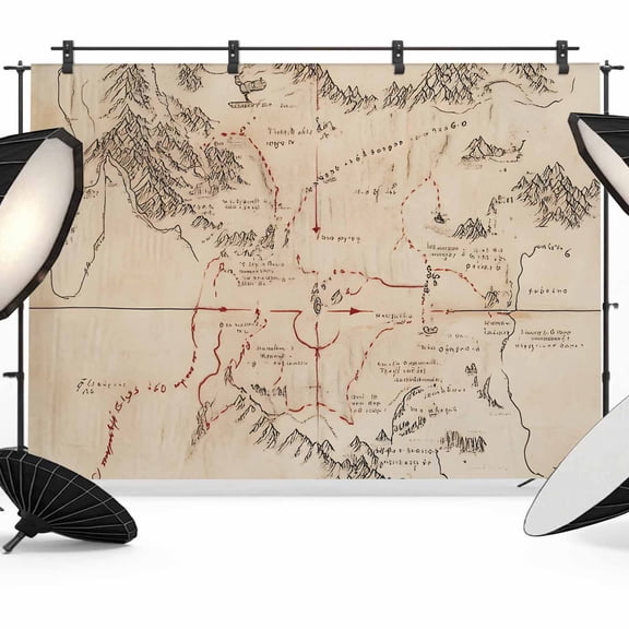 Map Photography Backdrop 7x5FT, Medieval Retro Photo Backdrops, Background for Photography Studio Photo Studio Background, Back Drop for Photoshoot