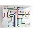 thumbnail image 1 of Map Pillow Sham Colorful Abstract Subway Map Lines and Dots Navigation Guide Modern Underground Railway, Decorative Standard Queen Size Printed Pillowcase, 30 X 20 Inches, Multicolor, by Ambesonne, 1 of 2