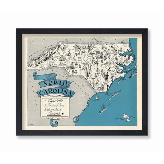 Map Poster North Carolina State Map Art Gift For Teacher Student Travel Lover Classroom Office Decor