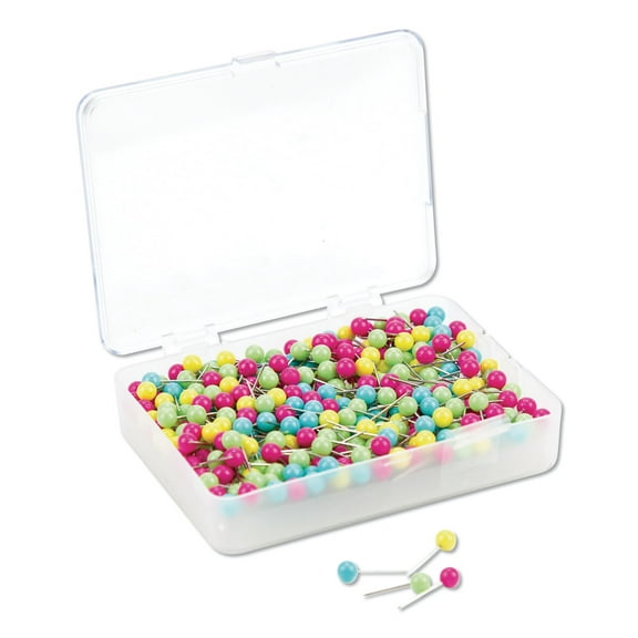 U Brands 3086U06-24 0.5 in. Assorted Plastic Map Push Pins (300/Pack)