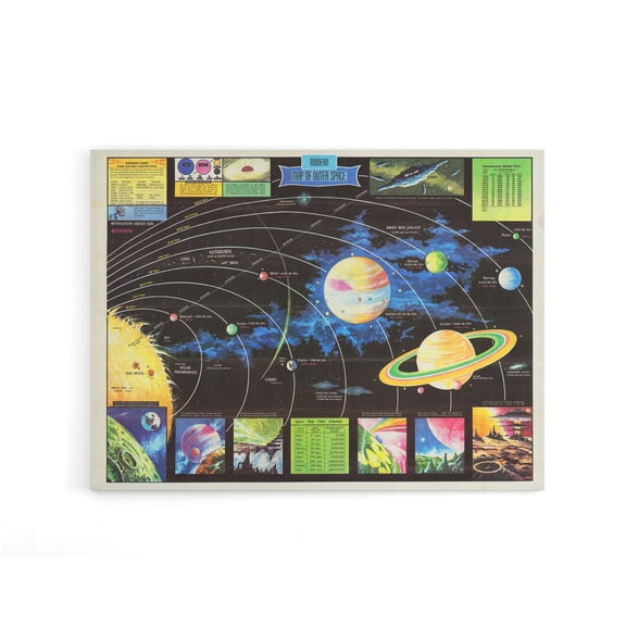 Map Rand Mcnally 1969 Modern Outer Space Canvas Wall Art Print 24X32"
