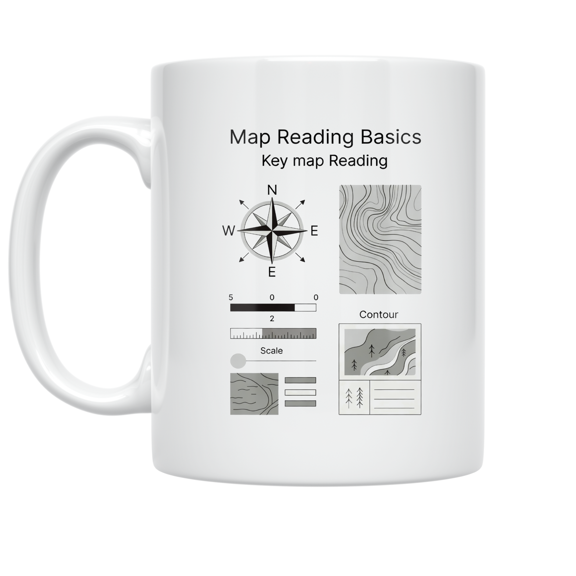 Map Reading Basics Reference Sheet - Outdoor Enthusiast - 11 oz Ceramic Coffee Mug
