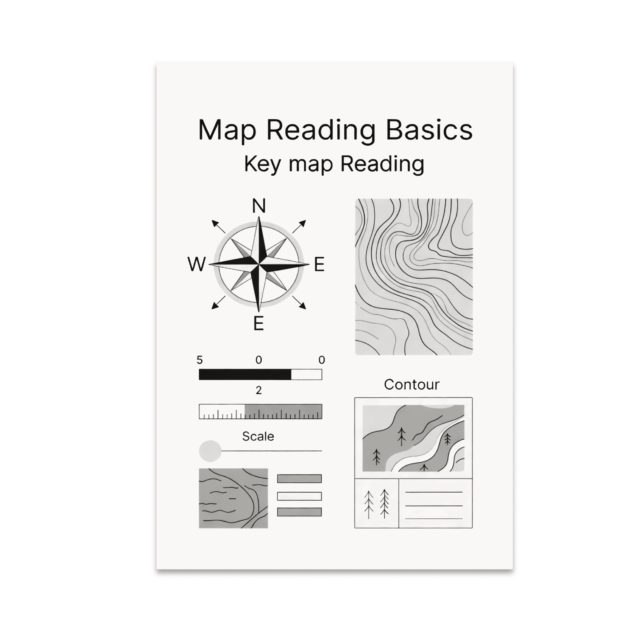 Map Reading Basics Wall Guide - Educational Learners - 13x19 Poster ...