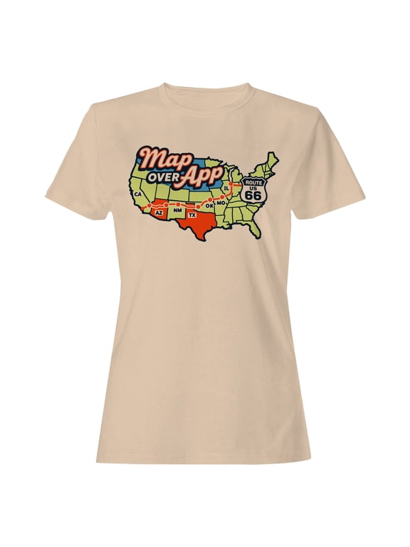 Map Route 66 Graphic Women's Natural T-Shirt