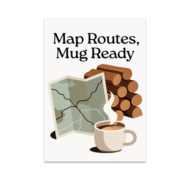 Map Routes, Mug Ready Adventure Art - Outdoor Enthusiast - 13x19 Poster Print