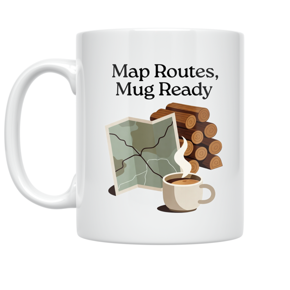 Map Routes Mug Ready Design - Outdoor Adventure Enthusiast - 11 oz Ceramic Coffee Mug