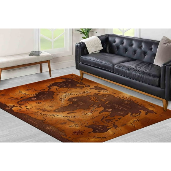 Map Rug, Old World Map Rugs, Old Map Rug, Educational Rug, Brown Rug, Soft Rugs, Bridesmaid Gift Rugs, Home Decor Rugs, Farmhouse Rugs, 3.9'x5.9' - 120x180 cm