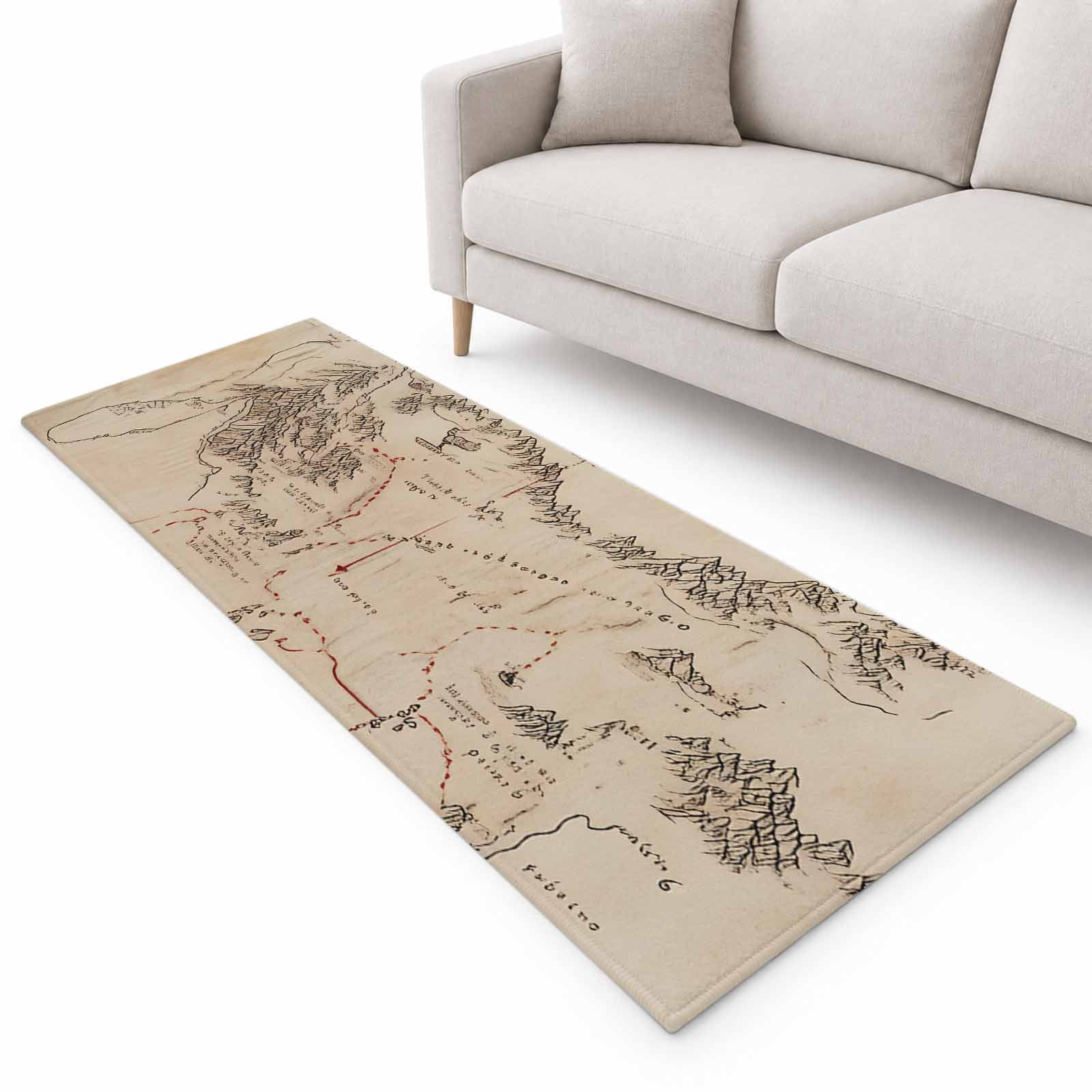 Map Runner Rug 2'x6', Medieval Retro Soft Mat Non-Slip Silicone Backing ...