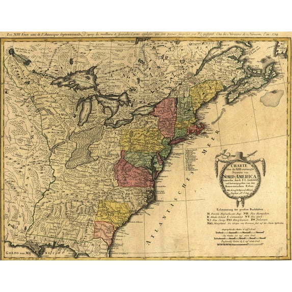 Map Showing The Newly Independent United States In 1784 Following The 1783 Treaty Of Paris. Us Territory Extended To The